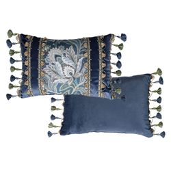 Michaela Reversible Tasseled Rectangle Pillow Blue
