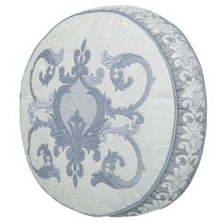 Queensbury Embroidered Pillow Steel Blue Round