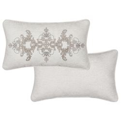 Queensbury II Reversible Embroidered Rectangle Pillow Ivory