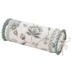 Blossom View Embroidered Pillow Teal Neckroll