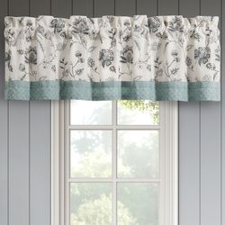 Blossom View Embroidered Tailored Valance Teal 88 x 21