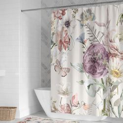 Purple Wildflower Bloom Shower Curtain Multi Pastel 71 x 72