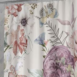 Purple Wildflower Bloom Shower Curtain Multi Pastel 71 x 72