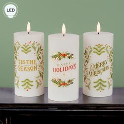 Festive Holiday LED Candles White Set of Three