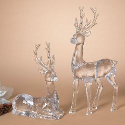 Winter Wonder Deer Figures Clear Set of Two
