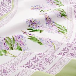 Lilac Bloom Rectangle Tablecloth White