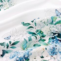 Hydrangea Garden Round Tablecloth White 70 Diameter