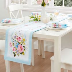 Blooming Rose Table Runner White 13 x 70