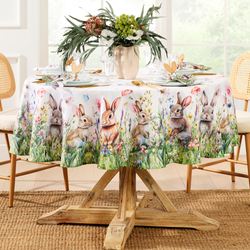 Bunny Meadow Round Tablecloth White 70 Diameter