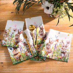 Bunny Meadow Napkins White Set of Four