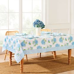 Seaside Hydrangea Rectangle Tablecloth White