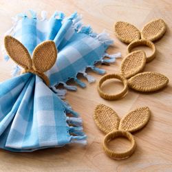 Bunny Ear Napkin Rings Natural Set of Four