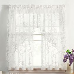 Willow Bloom Sheer Tier Pair White