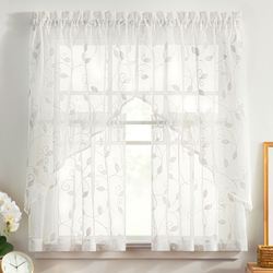 Willow Vine Sheer Tier Pair White