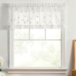Willow Vine Sheer Tailored Valance White 70 x 15