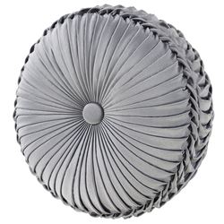 Romero Pleated Tufted Pillow Silver Round