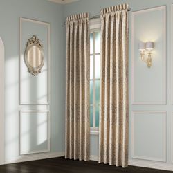 Romero Wide Tailored Curtain Pair Almond