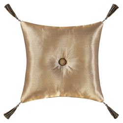 Glimmerstone Tasseled Tufted Pillow Gold 18 Square