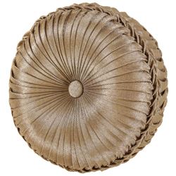 Glimmerstone Pleated Tufted Pillow Gold Round