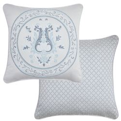 Boulevard Reversible Medallion Pillow Silver 18 Square