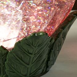 Swirling LED Rose Glitter Globe Red