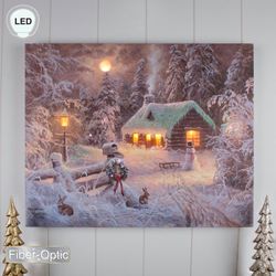 Holiday Home Lighted Canvas Wall Art Multi Earth