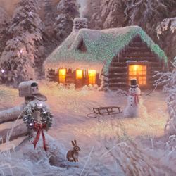 Holiday Home Lighted Canvas Wall Art Multi Earth