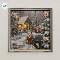 Winter Cottage Framed Print Wall Art Multi Warm