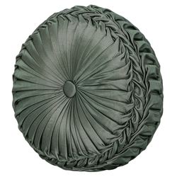 Alina Pleated Tufted Pillow Dark Green Round