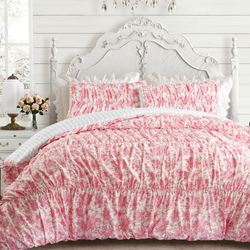 Fancy Toile Mini Comforter Set Pink