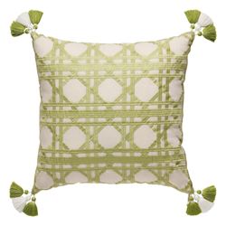 Sugar Mill Tasseled Embroidered Pillow Ivory 18 Square