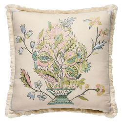 Sugar Mill Embroidered Floral Pillow Ivory 18 Square