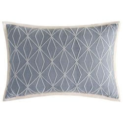 Aretha Embroidered Flanged Rectangle Pillow Steel Blue