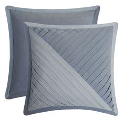 Aretha Pleated Flanged Pillow Steel Blue 18 Square