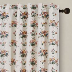 Floral Gingham Tailored Curtain Pair Multi Warm 80 x 84