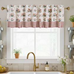 Floral Gingham Tailored Valance Multi Warm 72 x 19