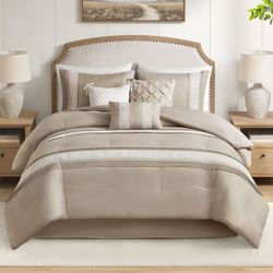 Lacey Comforter Bed Set Light Taupe