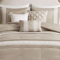 Lacey Comforter Bed Set Light Taupe