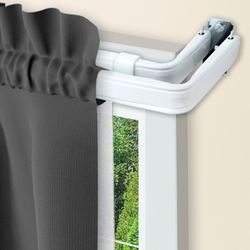 Classic Double Curtain Rod Set White