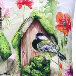 Garden Birdhouse Duo Pillow Multi Earth