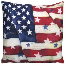 American Flag with Stars Pillow Blue 18 Square