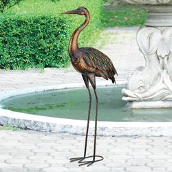 Illumine Crane Looking Down Sculpture Bronze