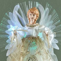 Ariella Angel Lighted Tree Topper Ivory/Gold