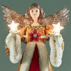 Holiday Angel Lighted Tree Topper Red