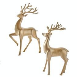 Glistening Deer Figures Gold Set of Two