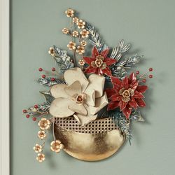 Christmas Floral Wall Pocket Red