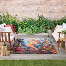 Seahorse Cove Rectangle Rug Multi Jewel 4 x 6