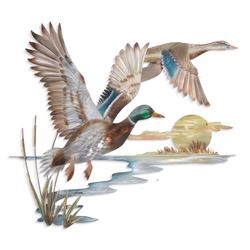 Mallards in Flight Wall Sculpture Multi Metallic