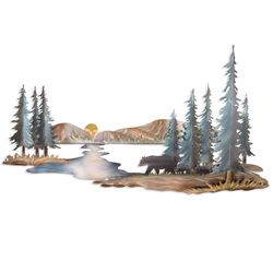 Bear Family in the Pines Large Wall Sculpture Multi Metallic