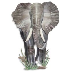Walking Elephant Wall Sculpture Silver